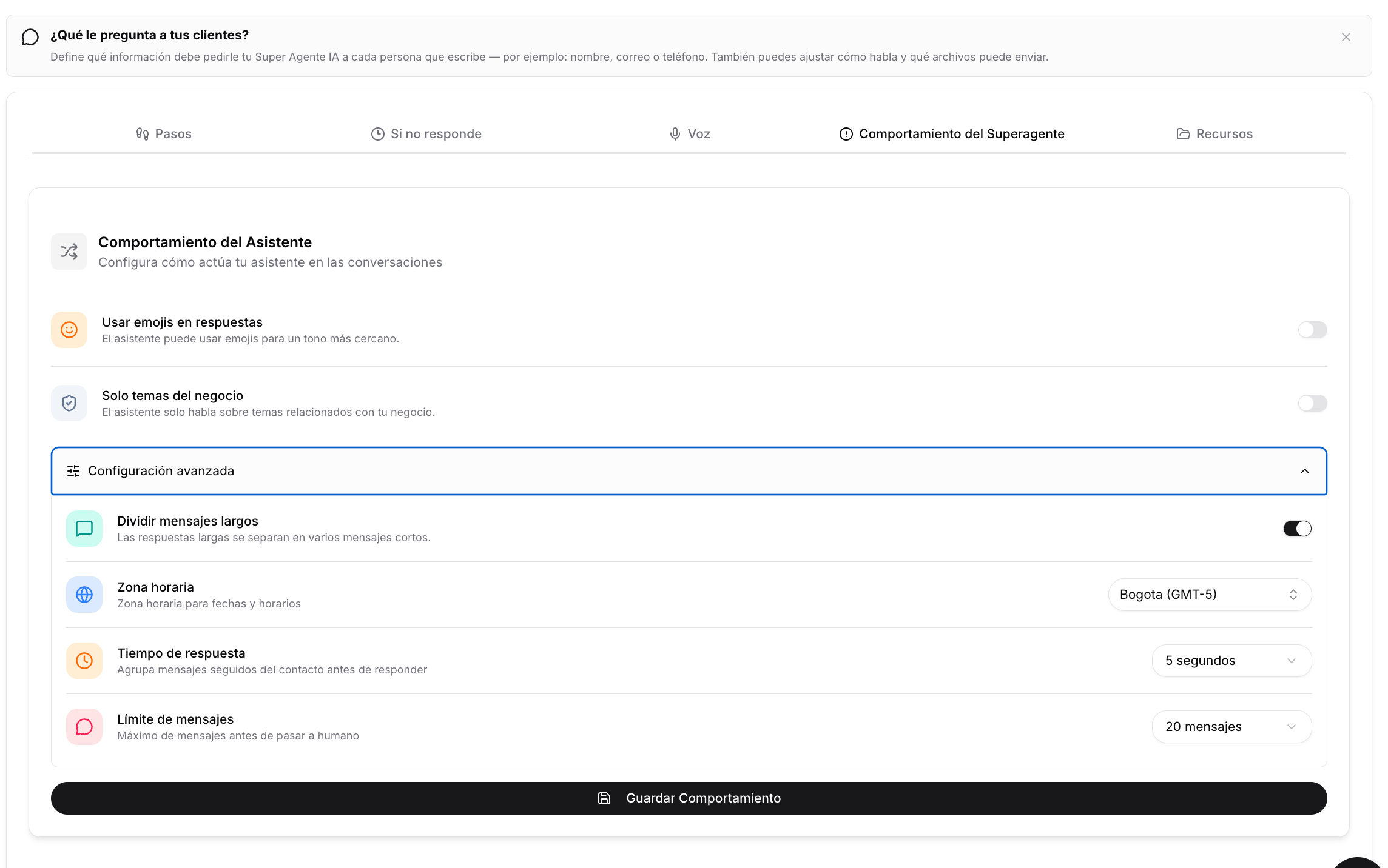Control de Conversación